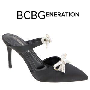 BCBGeneration Bardia Double Bow Satin Stiletto Pumps | Black | Size 11M | NIB